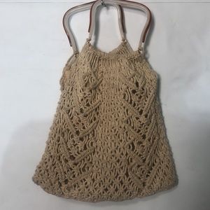 Vintage Handmade Crochet Purse from the Philippines with Fancy Handles